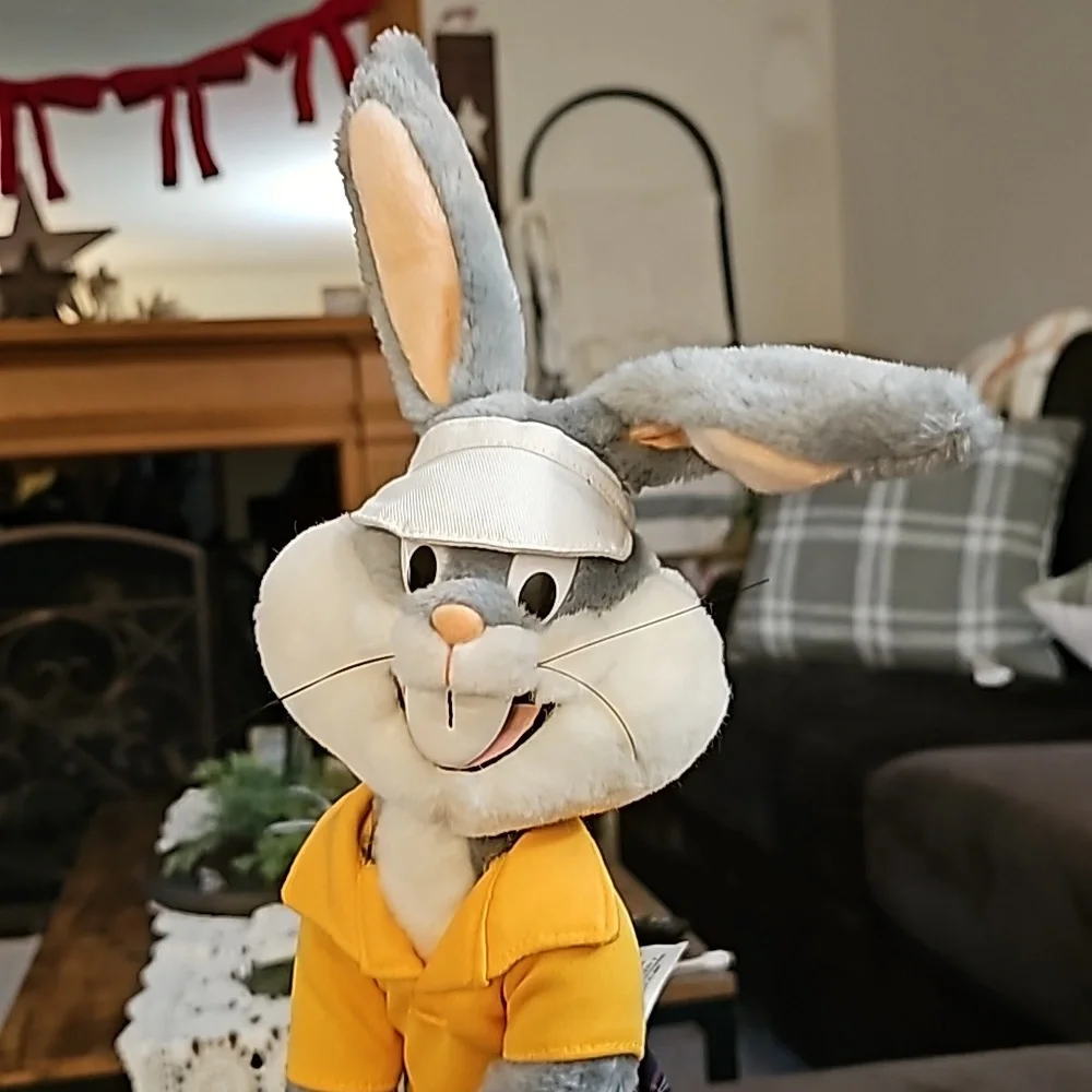 1992 24K Warner Bros Bugs Bunny Golfer Striped Shorts Plush Stuffed 14" - Picture 2 of 6